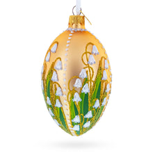 Load image into Gallery viewer, Lily of the Valley on Rose Gold Egg Glass Ornament 4 Inches