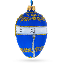 Load image into Gallery viewer, 1895 Blue Serpent Clock Royal Egg Glass Ornament 4 Inches