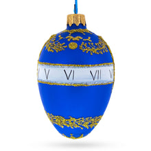 Load image into Gallery viewer, 1895 Blue Serpent Clock Royal Egg Glass Ornament 4 Inches