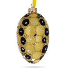 Load image into Gallery viewer, Gold and Black Circles Glass Egg Christmas Ornament 4 Inches