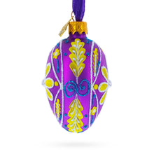 Load image into Gallery viewer, Vibrant Purple &amp; Yellow Pearl Accented Mini Glass Egg Ornament 2.9 Inches