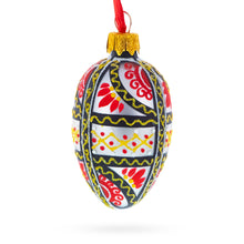 Load image into Gallery viewer, Ukrainian Geometric Red and Gold Mini Glass Egg Ornament 2.9 Inches