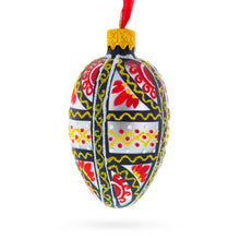 Load image into Gallery viewer, Ukrainian Geometric Red and Gold Mini Glass Egg Ornament 2.9 Inches