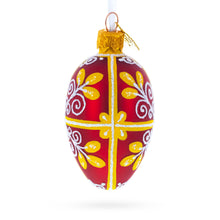 Load image into Gallery viewer, Red and Gold Swirl Design Mini Glass Egg Ornament 2.9 Inches