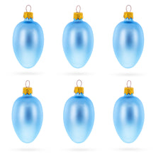 Load image into Gallery viewer, Set of 6 Blue Mini Glass Egg Ornaments 2.9 Inches