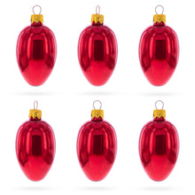 Load image into Gallery viewer, Set of 6 Glossy Red Mini Glass Egg Ornaments 2.9 Inches