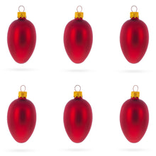 Load image into Gallery viewer, Set of 6 Matte Red Mini Glass Egg Ornaments 2.9 Inches