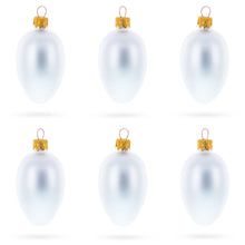Load image into Gallery viewer, Set of 6 Matte  White Mini Glass Egg Ornaments 2.9 Inches