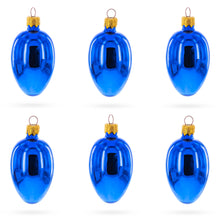 Load image into Gallery viewer, Set of 6 Glossy Blue Mini Glass Egg Ornaments 2.9 Inches