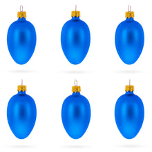 Load image into Gallery viewer, Set of 6 Matte Blue  Mini Glass Egg Ornaments 2.9 Inches