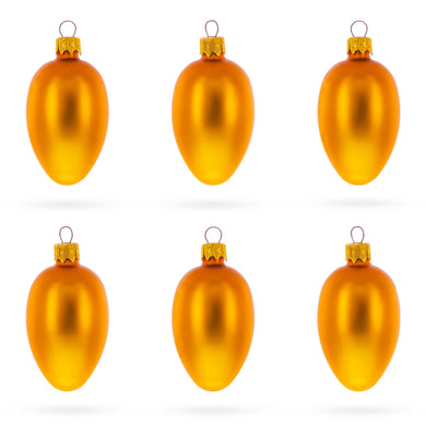 Set of 6 Matte Gold Mini Glass Egg Ornaments 2.9 Inches