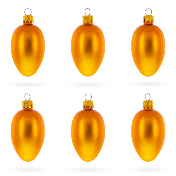 Set of 6 Matte Gold Mini Glass Egg Ornaments 2.9 Inches