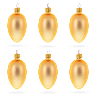 Set of 6 Rose Gold Mini Glass Egg Ornaments 2.9 Inches