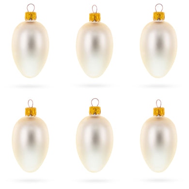 Set of 6 Champagne Mini Glass Egg Ornaments 2.9 Inches