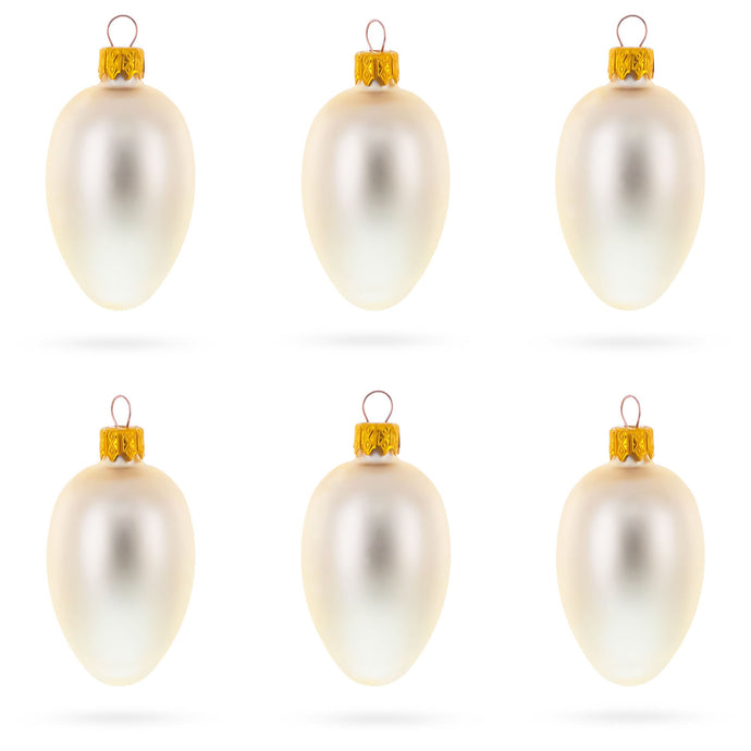 Set of 6 Champagne Mini Glass Egg Ornaments 2.9 Inches
