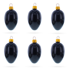 Load image into Gallery viewer, Set of 6 Black Mini Glass Egg Ornaments 2.9 Inches