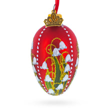 Load image into Gallery viewer, Lilies of the Valley Royal Mini Red Glass Egg Ornament 2.9 Inches