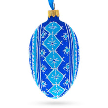 Load image into Gallery viewer, Blue Bird Pysanka Glass Egg Ornament 4 Inches
