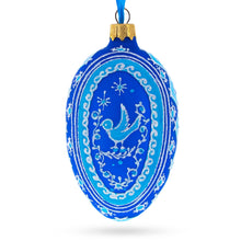 Load image into Gallery viewer, Blue Bird Pysanka Glass Egg Ornament 4 Inches