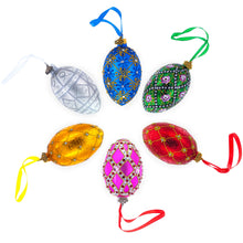 Load image into Gallery viewer, Diamond Star on Red Glass Egg Ornament 4 Inches