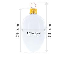 Load image into Gallery viewer, White with Red Gem Accents and Leaf Design Mini Glass Egg Ornament 2.9 Inches