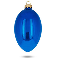 Load image into Gallery viewer, Set of 6 Blue Glossy Glass Egg Ornaments 4 Inches