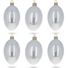 Load image into Gallery viewer, Set of 6 White Glossy Glass Egg Ornaments 4 Inches