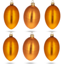 Load image into Gallery viewer, Set of 6 Orange Matte Glass Egg Ornaments 4 Inches
