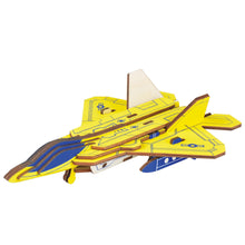 Load image into Gallery viewer, 23 Pieces Airplane Jet Model Kit - Wooden Laser-Cut 3D Puzzle
