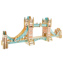 Load image into Gallery viewer, London Tower Bridge Model Kit - Wooden Laser-Cut 3D Puzzle (105 Pcs)