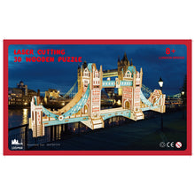 Load image into Gallery viewer, London Tower Bridge Model Kit - Wooden Laser-Cut 3D Puzzle (105 Pcs)
