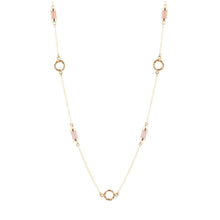 Load image into Gallery viewer, Long Delicate Orange Moonstone and Bronze Necklace