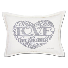 Load image into Gallery viewer, Love Heart Love Letters Hand-Embroidered Pillow - Available in Gold or Silver by CatStudio
