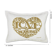 Load image into Gallery viewer, Love Heart Love Letters Hand-Embroidered Pillow - Available in Gold or Silver by CatStudio