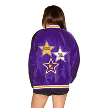 Load image into Gallery viewer, LSU Satin Letterman Bomber Jacket