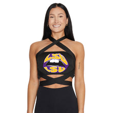 Load image into Gallery viewer, LSU Lips Black Multi Way Bandeau Top