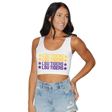 Load image into Gallery viewer, LSU Repeat Stars Crop Tank Top
