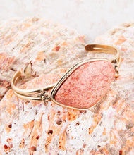 Load image into Gallery viewer, Lucent Orange Sponge Coral Cuff  Golden Bracelet