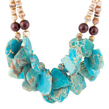 Load image into Gallery viewer, Lucia Blue Jasper and Fire Agate Golden Strand Necklace