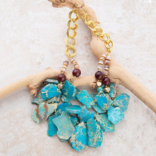Load image into Gallery viewer, Lucia Blue Jasper and Fire Agate Golden Strand Necklace