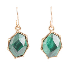 Load image into Gallery viewer, Lukcy 7's Green Malachite and Golden Earrings