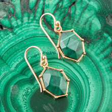 Load image into Gallery viewer, Lukcy 7's Green Malachite and Golden Earrings