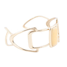 Load image into Gallery viewer, Luster Yellow Agate and Golden Cuff Bracelet