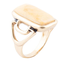 Load image into Gallery viewer, Luster Yellow Agate Golden Statement Ring
