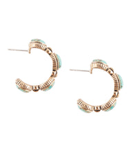 Load image into Gallery viewer, Luxurious Blue Turquoise Golden Hoop Earrings