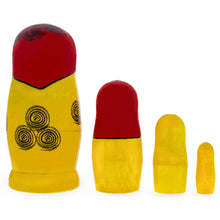 Load image into Gallery viewer, Set of 4 Semenov Style Red Scarf Wooden Nesting Dolls