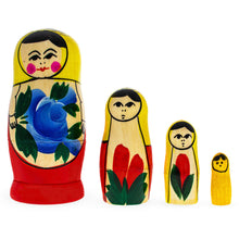 Load image into Gallery viewer, 4 Pieces Girl with Yellow Scarf Matryoshka Wooden Nesting Dolls