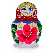 Load image into Gallery viewer, Beautiful Wooden  with Red Color Hood and Pink Flowers Nesting Dolls