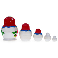 Load image into Gallery viewer, Beautiful Wooden  with Red Color Hood and Pink Flowers Nesting Dolls