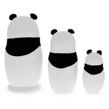 Load image into Gallery viewer, Set of 3 Panda Family Wooden Nesting Dolls